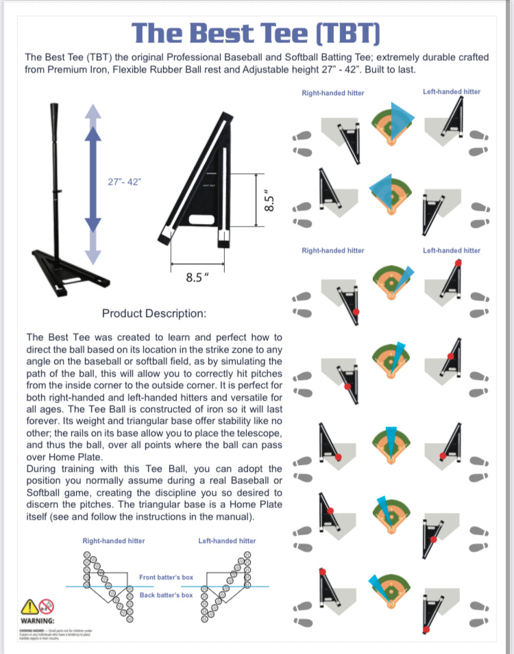 TBT Pro Batting Tee – Adjustable Height Training Tee for Adult Players