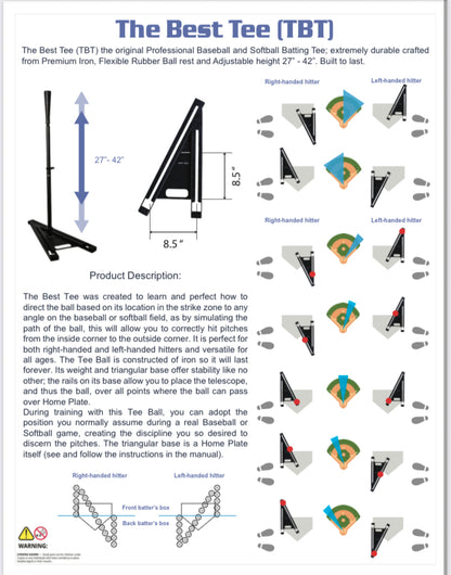 TBT Pro Batting Tee – Adjustable Height Training Tee for Adult Players