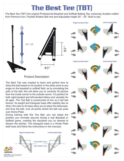 TBT Youth Batting Tee – Adjustable Height Training Tee for Young Players